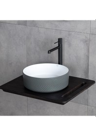 Resim E-w5002gb Tezgah Üstü Lavabo Mat Gri & Parlak Beyaz 