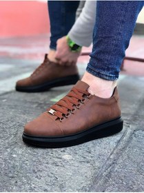 Resim WG Fashion Kahverengi - Mp08 St Bağcıklı Ortopedik Yüksek/kalın Taban Erkek Sneaker Taba 