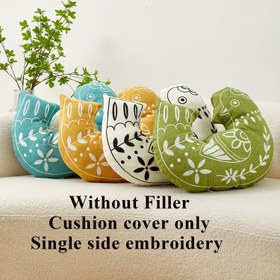 Resim Çağdaş İşlemeli Kuş Şeklinde Yastık Kılıfı, Fermuarlı Dekoratif İç Mekan Minderi, Makinede Yıkanabilir Polyester, Çeşitli Oda Türleri İçin Dokuma Desenli Tasarım 