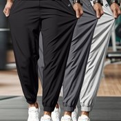 Resim Outdoor Spor Pantolon Günlük Kullanım Çok Yönlü Tek Renk Nefes Alabilir Yazlık Erkek Uzun Pantolon 3'lü Set 