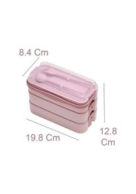 Resim Kapris Pembe 3 Katlı Beslenme Kutusu Yemek Taşıma Kabı Sefer Tası 