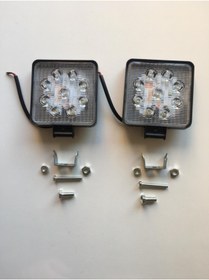 Resim led lamba Led Projektör Off Road Çalışma Sis Lambası Kare 12/24v Ledli 2'li Set 