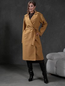 Resim minaaise Camel Astarsız Kemerli Geniş Kesim Kadın Trençkot 28177 