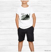 Resim Game Of Jon Snow Wolf Çocuk Tişört Beyaz 
