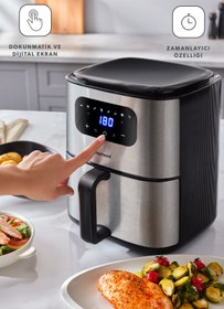 Resim Airfrday 2503h Uyumlu 8 Farklı Program Dokunmatik Ekran 4,2 Litre Smart Airfryer 