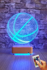 Resim Vipyol Basketbol Topu 3d Led Gece Lambası 16 Renk Doğumgünü Hediyesi 