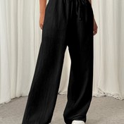 Resim Kadınlar için Hafif Yeşil Geniş Bacaklı Pantolon - Rahat Bol Kesim, Yüksek Kaliteli Polyester, Bahar/Yaz Gezileri için Mükemmel, Yaz Pantolonları 