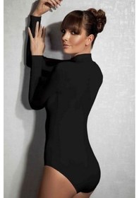 Resim Doreanse 12407 Bayan Modal Uzun Kol Boğazlı Çıtçıtlı Siyah Body 
