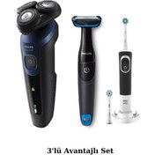 Resim Philips S5445 Islak - Kuru Sinek Kaydı Tıraş Makinesi + Banyo Vücut Tıraş Makinesi + Oral-B Diş Fırçası 