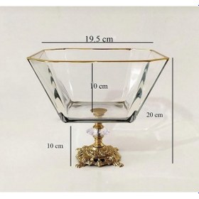Resim Paşabahçe Metal Ayaklı Gold Detaylı Büyük Boy Kase- Sunum - Servis - Salata Kasesi gri 