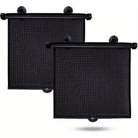 Resim 2'si 1 Arada Evrensel Geri Çekilebilir Araba Pencere Güneşlikleri Emme Kupları ile - Yan Pencereler için Ayarlanabilir PVC Isı Kalkanı, Kolay Kurulum, UV Işınlarını Engeller, Araç Sıcaklığını Korur, Araba Güneşlikleri 