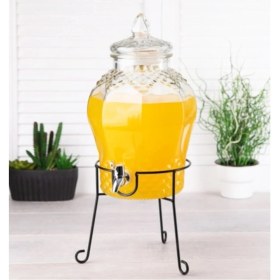 Resim Elite 8 Litre Musluklu Cam Su Sebili Şerbetlik ve Damacana Metal Ayaklı (Perotti) 1 Adet 