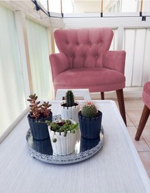 Resim Azra Mobilya Çay Seti Koltuk Takımı - Düz Renk - Ahşap Ayak - Babyface Kumaş - Gül Kurusu Gül Kurusu 