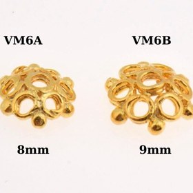 Resim 24K Gold Vermeil 8-9mm Flower Bead Caps, Gold Plated Bead Caps, 925 Solid Silver Bead Caps in Gold, Spacer Bead Caps, Jewelry Making, VM6A-B - 8mm 5 Pieces 