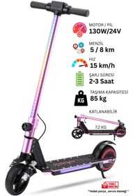 Resim Cool Wheels Elektrikli LED Işıklı Katlanabilir Çocuk Scooter - Çift Frenli- Çift Süspansiyonlu 8 yaş ve üzeri 
