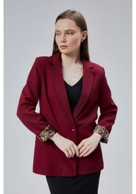 Resim Bordo Kruvaze Yaka Kolu Katlama Detaylı Regular Vatkalı Blazer Ceket Bordo 