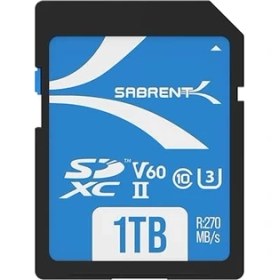 Resim Sabrent Sd Kart 1 Tb V60 Uhs-Iı Sdxc, Sınıf 10, U3, 270 Mb/s Okuma, 170 Mb/s Yazma - 4k/8k Video, Fotoğrafçılar, Kameramanlar ve Meraklıları Için Profesyonel Sd Bellek Kartı (SD-TL60-1TB) 