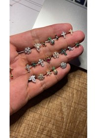 Resim 316 L Cerrahi Çelik Dudak Kıkırdak Helix Tragus Piercingi Balık Detaylı Piercing Gümüş 