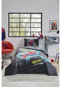 Resim Özdilek Spiderman Street Tek Kişilik Disney Lisanslı Lastikli Fitted Çarşaf Kapitone Çocuk Nevresim Takımı Gri 
