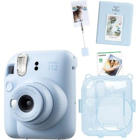 Resim Fujifilm Instax Mini 12 10 Filmli Kıskaçlı Stand-Pvc Albüm ve Simli Pleksi Kılıflı Mavi Fotoğraf Makinesi 