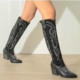 Resim BERASHOES KADIN UZUN KOVBOY ÇİZME NAKIŞLI 