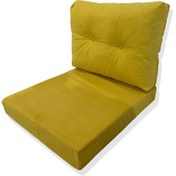 Resim Bahçe Balkon Mobilyası Minderi 1 Adet Minder, 1 Adet Kırlent Sarı 