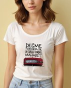 Resim Davul Fırınlı Geniş Yaka Tişört 