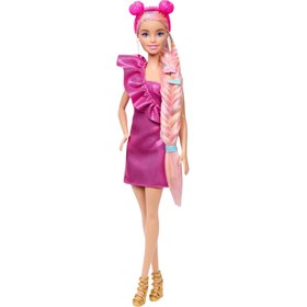 Resim Barbie Upuzun Muhteşem Pembe Saçlı Bebek JDC85 
