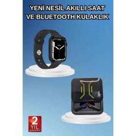 Resim Pileli Store Bluetooth Bağlantılı Kablosuz Kulaklık ve Yeni Nesil Akıllı Saat 5.0 Bluetooth 