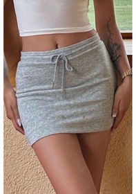 Resim Merry See Şık Soft Mini Etek Gri 