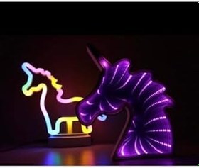Resim Unicorn Neon ve Aynalı Unicorn Led Gece Lambası 