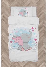 Resim Mekta Home Bebek Ve Çocuk Odası Kalpli Ve Küçük Fil Desenli Nevresim Takımı 