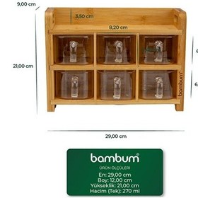 Resim Tier - Bambu Cam 6'lı Baharatlık Seti Şeffaf 