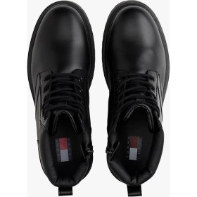 Resim Tommy Hılfıger Erkek Marka Baskılı %100 Deri Full Bağcıklı Kışlık Kullanıma Uygun Siyah Bot & Bootie EM0EM01706 Bds 