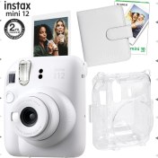 Resim Fujifilm Instax Mini 12 Beyaz Fotoğraf Makinesi-10'lu Film-Kare Albüm ve Şeffaf Kılıf Seti 
