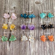 Resim Handmade Küçük Çivi Küpeleri Doğal Taşlarla Süslenmiş Bohem Tarzı Benzersiz Açıklama Kadın Küpeleri 