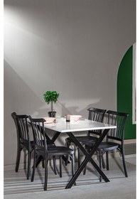 Resim Matrix Maxima Beyaz / Violet Mutfak Masa Takımı - Siyah 