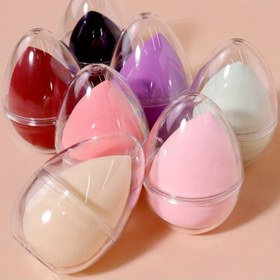 Resim 1 adet Makyaj Süngeri Saklama Kutusu ile, Çift Taraflı Islak ve Kuru Güzellik Blender'ı, PU Malzeme, Kokusuz, Sıvı Pudra Krem Fondöten için, Normal Cilt Tipi 