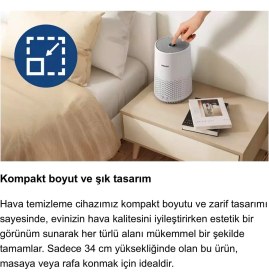 Resim Philips Akıllı Lazer Sensörlü Masaüstü Hava Temizleme Makinesi Pm2.5 Toz ve Polen Engelleyici Wi-Fi Destekli Dokunmatik Panel Ofis Tipi 