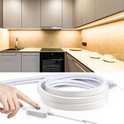 Resim USB Esnek COB Neon Işık Şeridi Dokunmatik Anahtar Ayarlanabilir Parlaklık IP65 Su Geçirmez COB Parlamayan Ev Dekorasyonu için Uygun Mutfak Banyo Aydınlatması, Makyaj Aynası Işıkları, Yatak Altı Aydınlatma ve Daha Fazla Uygulama 