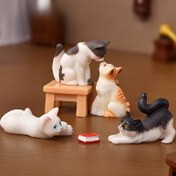 Resim 6 Adet Antik Reçine Minyatür Kedi Figürleri, Peri Bahçesi Aksesuarları, Masaüstü El Sanatları Dekoru, Noel, Sevgililer Günü, Evrensel Hediye, Ramazan Bayramı ve Cinco de Mayo Kutlamaları İçin İdeal 