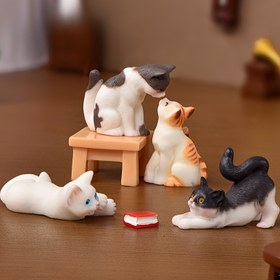 Resim 6 Adet Antik Reçine Minyatür Kedi Figürleri, Peri Bahçesi Aksesuarları, Masaüstü El Sanatları Dekoru, Noel, Sevgililer Günü, Evrensel Hediye, Ramazan Bayramı ve Cinco de Mayo Kutlamaları İçin İdeal 