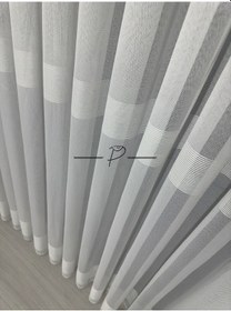 Resim Tül Perde Bantlı Şerit Anotella Desen Lüx Armür 3 Farklı Renk Seçeneği Ekru-Ekru Şerit 