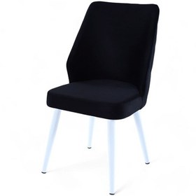 Resim Puffy Sandalye - Babyface Siyah Kumaş - Metal Beyaz Ayak 