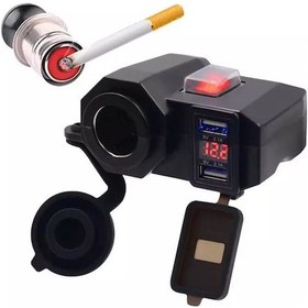 Resim Motosiklet Usb Şarj Voltmetre Çakmaklık 