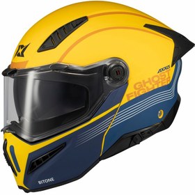 Resim Axxis Ghostfighter Sv Bitone C13 Yellow Motosiklet Çene Açılır Kask Sarı Siyah 