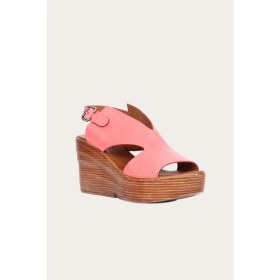 Resim Bueno Shoes Turuncu Deri Kadın Dolgu Topuklu Sandalet 