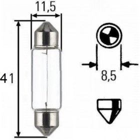 Resim 41MM C10W Sofit Halojen Oto Ampul 12V 2ADET 