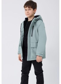 Resim Erkek Çocuk Mint Yeşil Içi Kürklü Su Ve Rüzgar Geçirmez Kapüşonlu 3 Cep Kışlık Mont & Kaban & Parka Mint Yeşili 