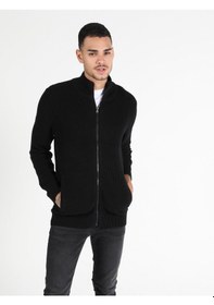 Resim Colin's Slim Fit Erkek Siyah Hırka CL1050050_Q1.V2_BLK 